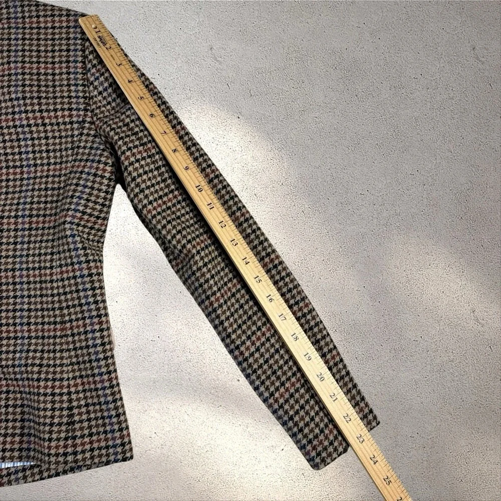 J.Crew Schoolboy Brown Houndstooth Wool Blend‎ Blazer Jacket BA906 Size 4